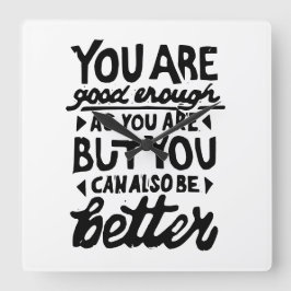 Reloj Cuadrado Impresión de línea de cotización motivadora