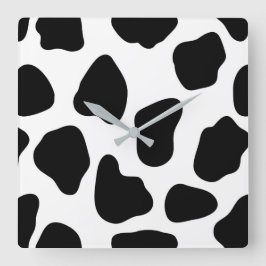Reloj Cuadrado Impresión de vaca en blanco y negro