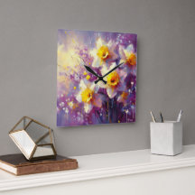 Impresionante Daffodil Floral Purple Yellow Art