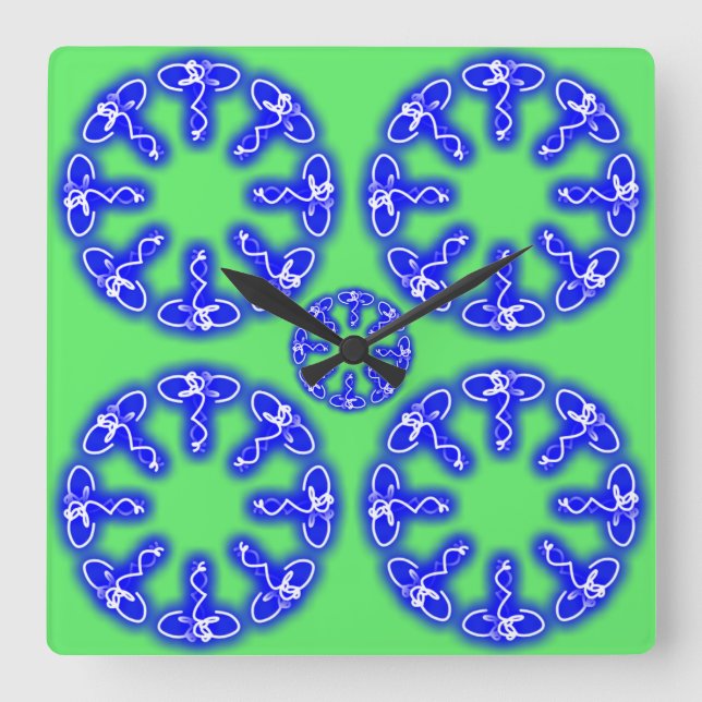 Reloj Cuadrado Impresiones Kaleidoscope (Anverso)