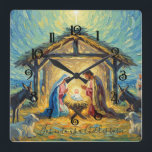 Reloj Cuadrado Impressionist Painting Nativity Scene<br><div class="desc">Impressionist Painting Nativity Scene Designed by Carrie Fink.  Printed and shipped by Zazzle or their partners.</div>