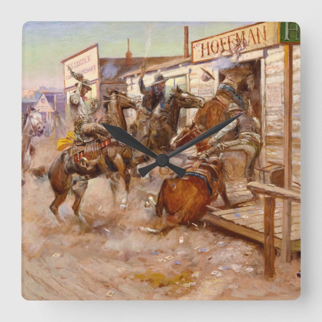 Reloj Cuadrado In Without Knocking, 1909 by Charles M Russell (Anverso)