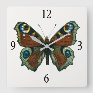 Reloj Cuadrado Inachis io - La mariposa de pavo real europea