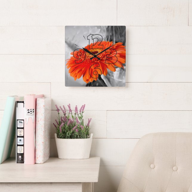 Reloj Cuadrado Incendio en pétalos (Sala de lectura)