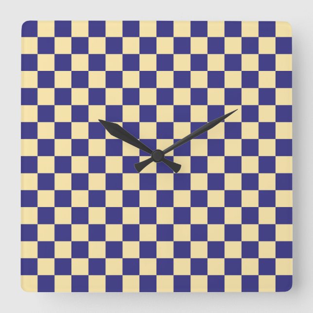 Reloj Cuadrado Indigo and butter checkerboard pattern (Anverso)