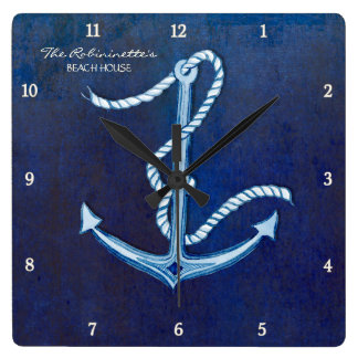 Reloj Cuadrado Indigo Ocean Crab Seasheles Nautical Beach House