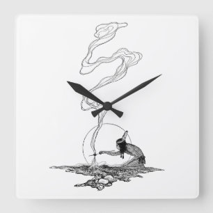 Reloj Cuadrado Indio en su soledad por NC Wyeth Vintage Western