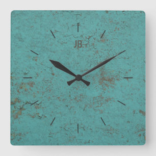 Reloj Cuadrado INDUSTRIAL   Pintura azul floja más letras
