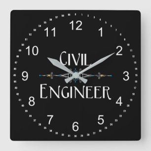 Reloj Cuadrado Ingeniero Civil Línea Decorativa