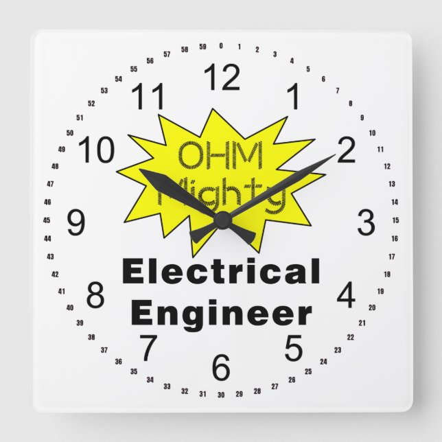 Reloj Cuadrado Ingeniero Eléctrico De Ohm (Anverso)