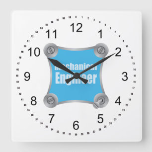 Reloj Cuadrado Ingeniero mecánico azul