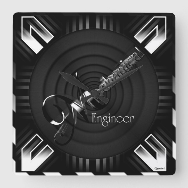 Reloj Cuadrado Ingeniero Mecánico Deco Flare (Anverso)