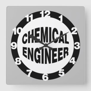 Reloj Cuadrado Ingeniero Químico en Masa