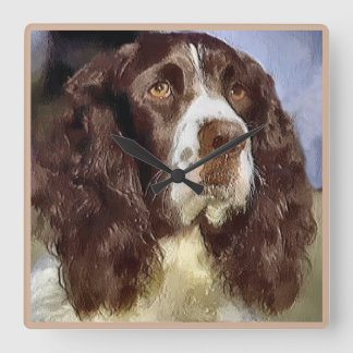 Reloj Cuadrado Inglés Springer Spaniel Art