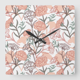 Reloj Cuadrado Inspirado en la Naturaleza Floral: Patrón de Flor