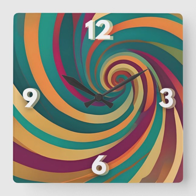 Reloj Cuadrado Instrucción de diseño de Swirl espiral de joyas ma (Anverso)