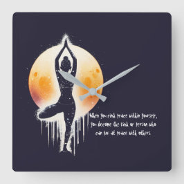 Reloj Cuadrado Instructor de Meditación de Yoga Tree Pose Full Mo