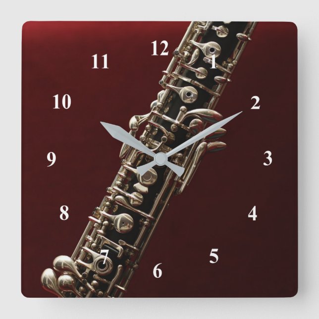 Reloj Cuadrado Instrumento musical de Oboe (Anverso)