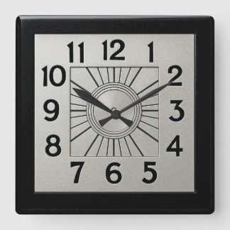 Reloj cuadrado inteligente Art Déco negro y platea