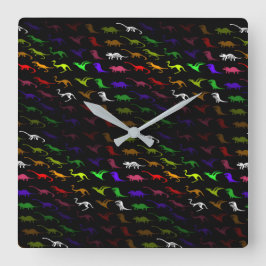 Reloj Cuadrado Inusual fresco arco iris colorido lindo dinosaurio