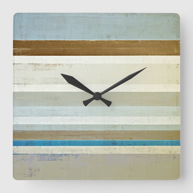 Reloj Cuadrado "Invente" el arte abstracto azul y beige (Anverso)