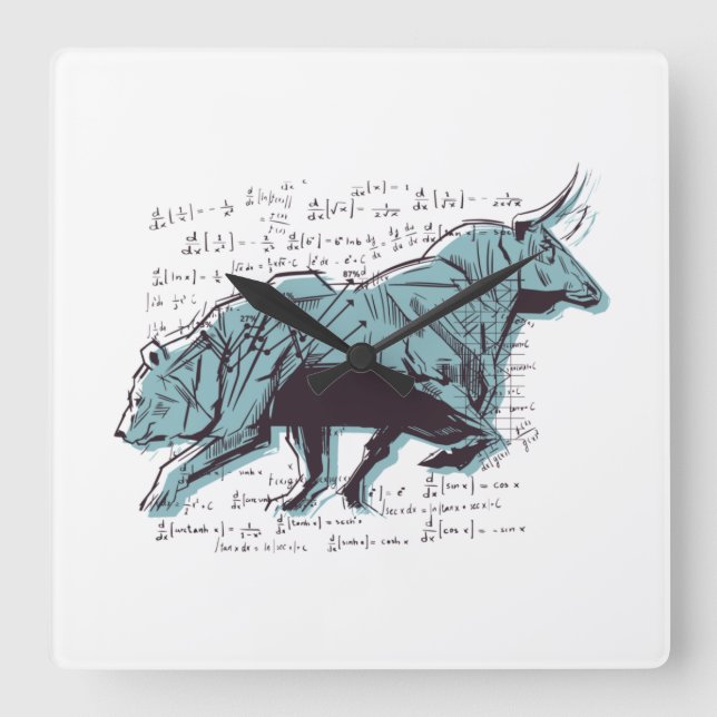 Reloj Cuadrado Investor Bull and Bear Market Clock (Anverso)