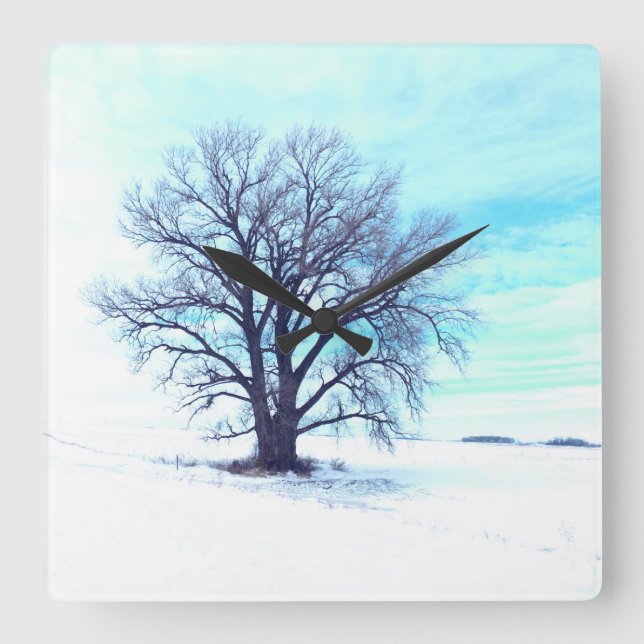 Reloj Cuadrado Invierno Azul (Anverso)