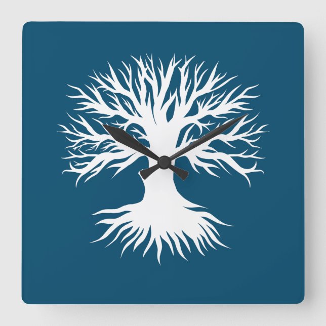 Reloj Cuadrado Invierno de árbol (Anverso)