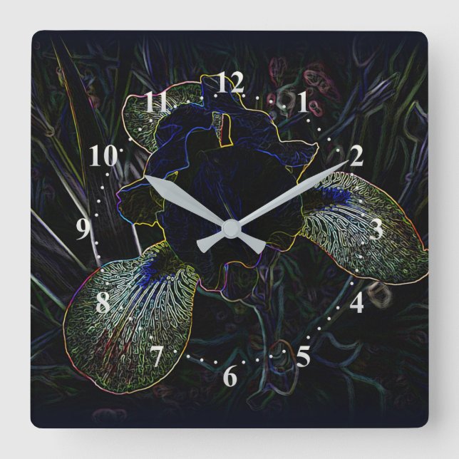 Reloj Cuadrado Iris brillante (Anverso)