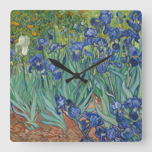Reloj Cuadrado Irises de Vincent Van Gogh (Anverso)