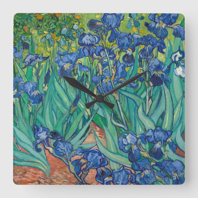 Reloj Cuadrado Irises de Vincent van Gogh (Anverso)