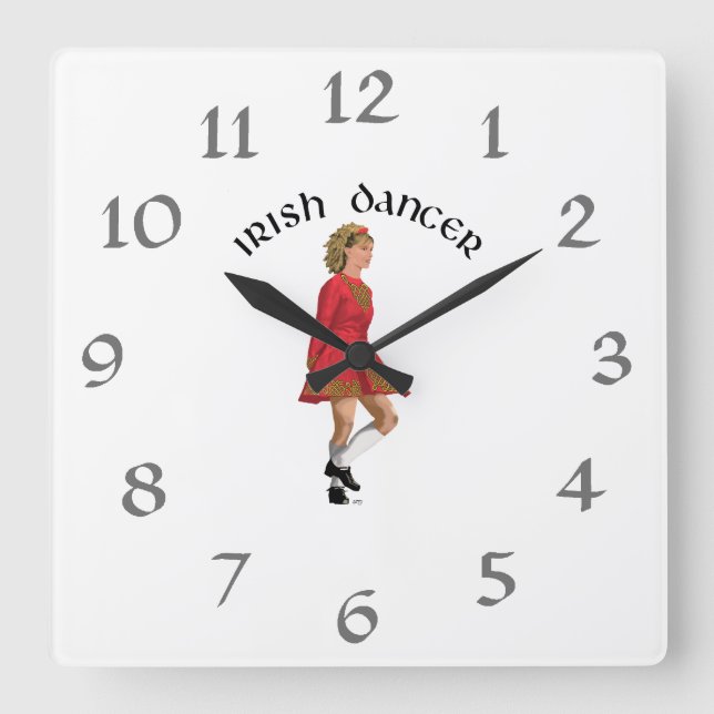 Reloj Cuadrado Irish Dancer Blonde in Red (Anverso)