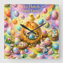 Reloj Cuadrado Is ready to hatch magical happy Easter wall