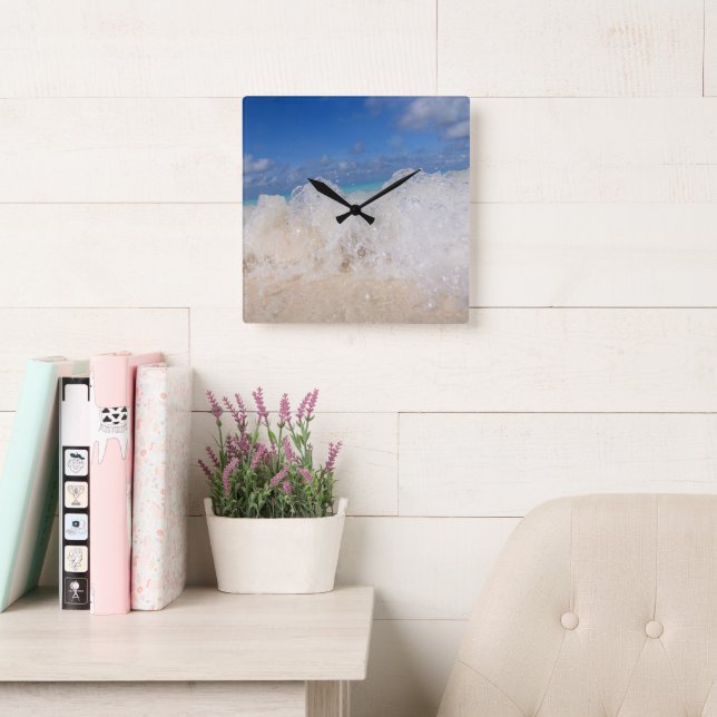 Reloj Cuadrado Isla Caribe Amor por Olas 2 (Sala de lectura)