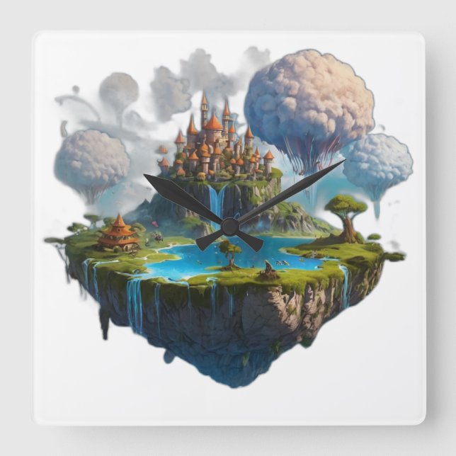 Reloj Cuadrado isla flotante (Anverso)
