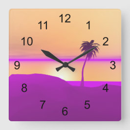 Reloj Cuadrado Isla Oro y Púrpura