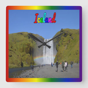Reloj Cuadrado Islandia: Catarata del Arcoiris