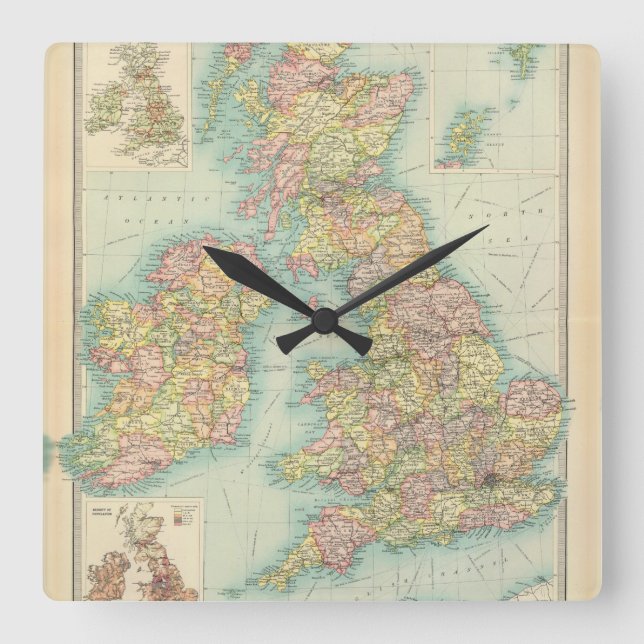 Reloj Cuadrado Islas británicas - políticas (Anverso)
