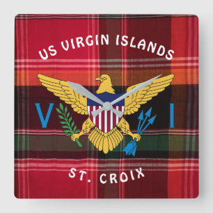 Reloj Cuadrado Islas Vírgenes USVI Bandera St. Croix Madras Plai