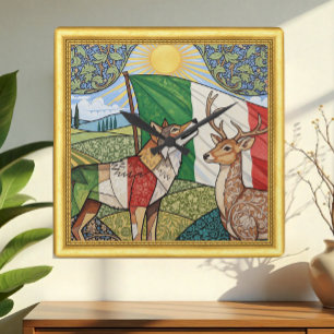 Reloj Cuadrado Italia moderna, Wolf & Deer, Art Nouveau italiano