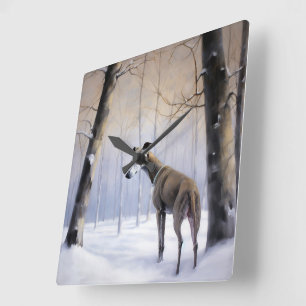 Reloj Cuadrado Italian Greyhound Deja que nieve Navidad