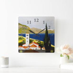 Reloj Cuadrado Italiana Lakes Vintage Travel Italia