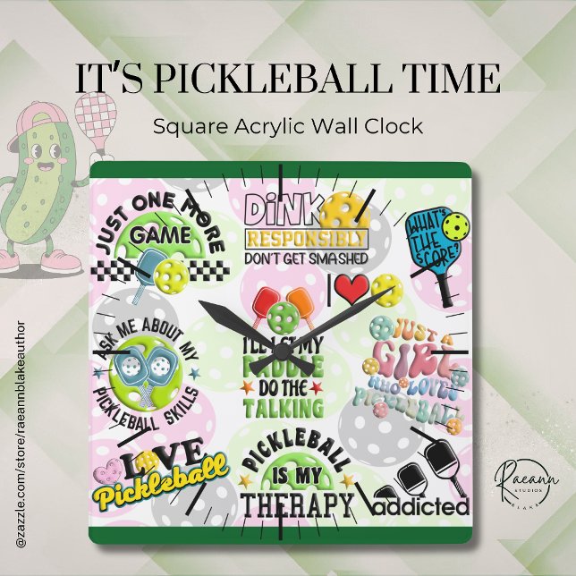 Reloj Cuadrado It's Pickleball Time Square Wall Clock (Subido por el creador)
