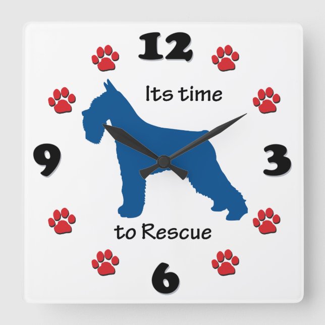Reloj Cuadrado Its Time to rescue Schnauzers (Anverso)