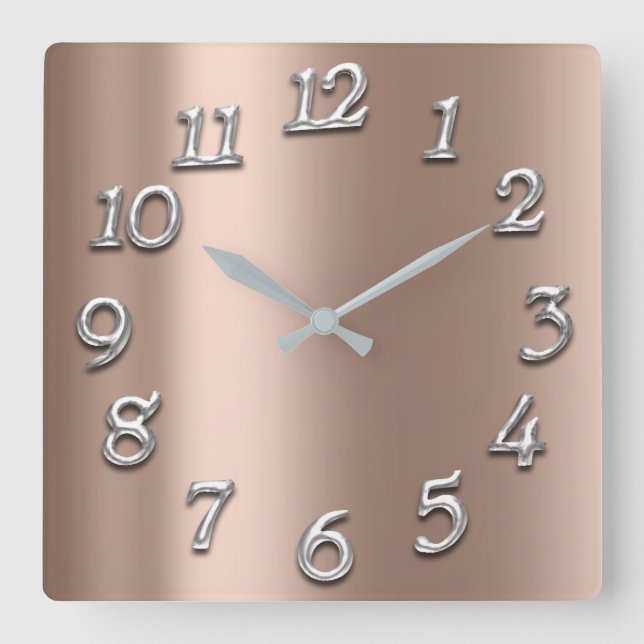 Reloj Cuadrado Ivory Beige Skinny Rose Arabic Numbers Silver Gray (Anverso)
