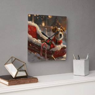 Reloj Cuadrado Jack Russell Perro Navideño Festivo