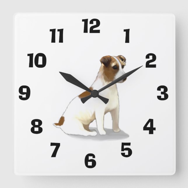 Reloj Cuadrado Jack Russell Terrier sentado (Anverso)