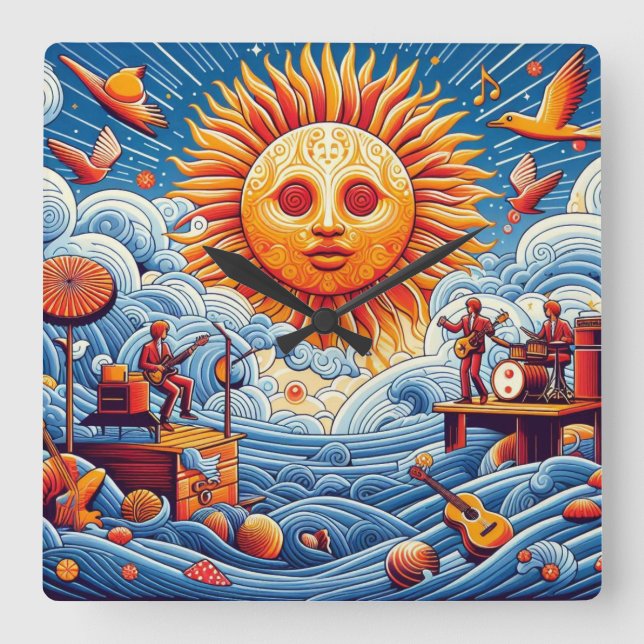 Reloj Cuadrado Jam oceánica sacudida por el sol: el arte de un fe (Anverso)