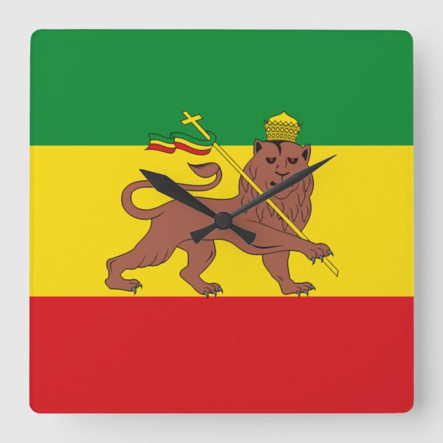 Reloj Cuadrado Jamaica Rasta Flag - hAILE sELASSIE I - Rasta Love (Anverso)