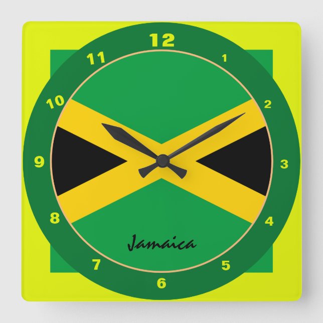 Reloj Cuadrado Jamaican Flag & Jamaica trendy fashion /design (Anverso)